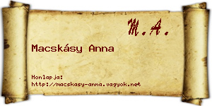 Macskásy Anna névjegykártya