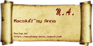 Macskásy Anna névjegykártya