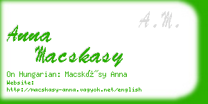 anna macskasy business card